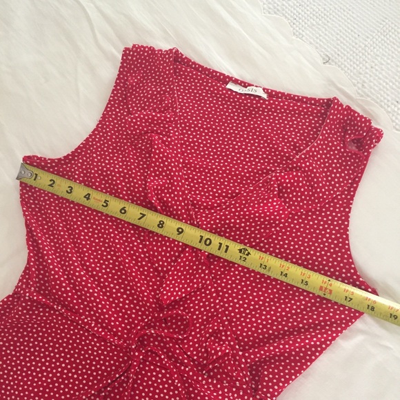 Red Polka Dot ruffle sleeveless top by Oasis Sz M - Picture 5 of 12